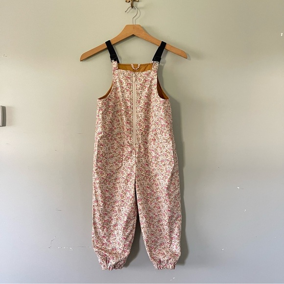 ZARA floral waterproof bib tank overalls for toddlers 4-5 years preowned - Picture 1 of 7